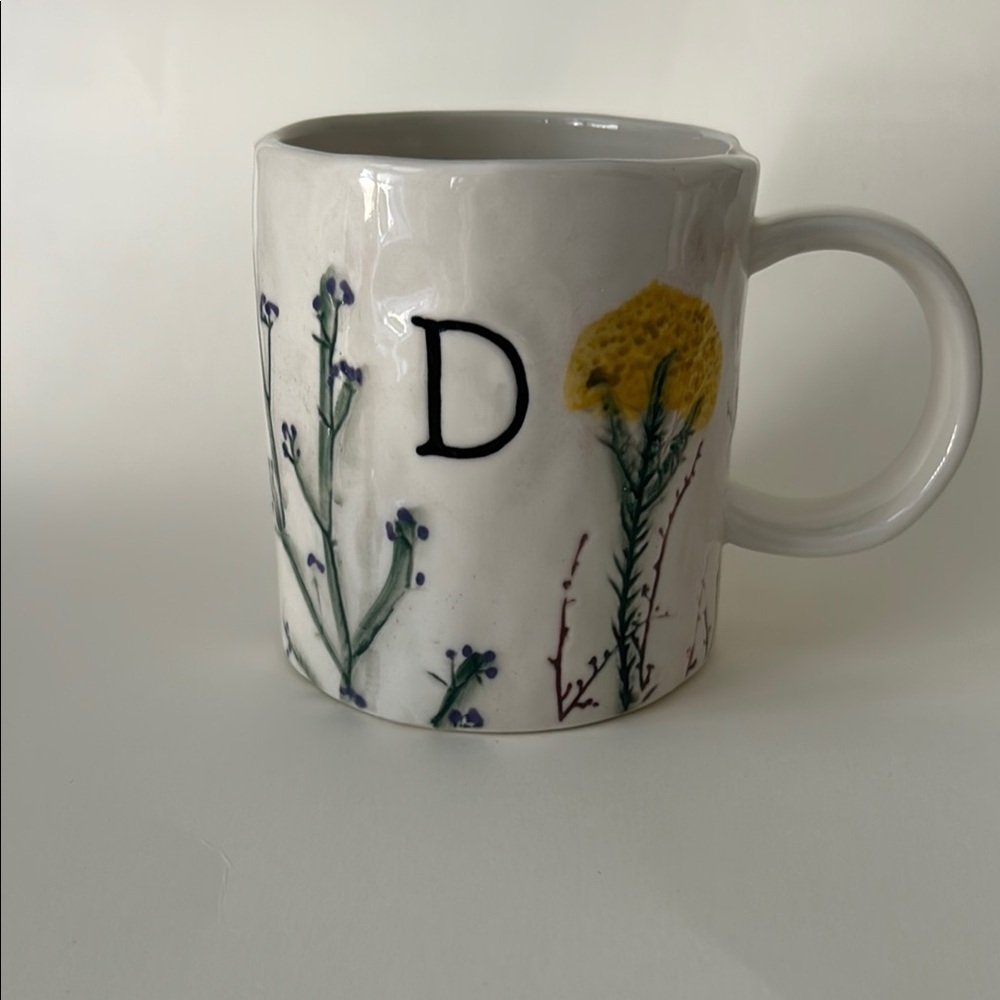 Anthropologie-Dagny Floral Monogram Initial Mug